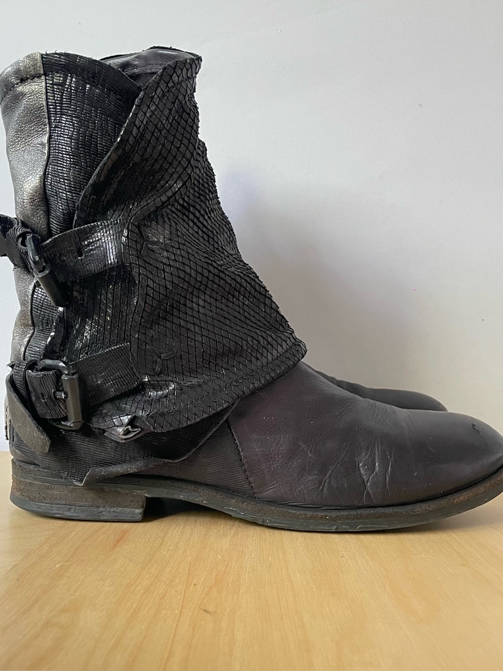 A.S.98 Foldable Strap Snakeskin Boots | EU 41